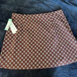 Floral Patterned Mini Skirt in Brown and White